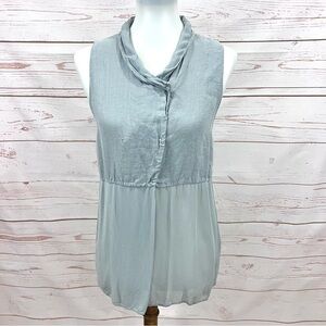 Transit Par Such Italy Sheer Silk Linen Lagenlook Sleeveless Tunic Blouse
